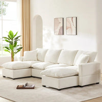 Canapé modulable en U, 6 places, en chenille, avec assise profonde