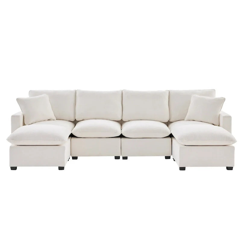 Canapé modulable en U, 6 places, en chenille, avec assise profonde