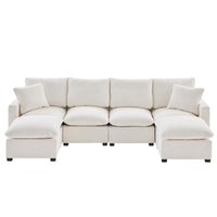 Canapé modulable en U, 6 places, en chenille, avec assise profonde