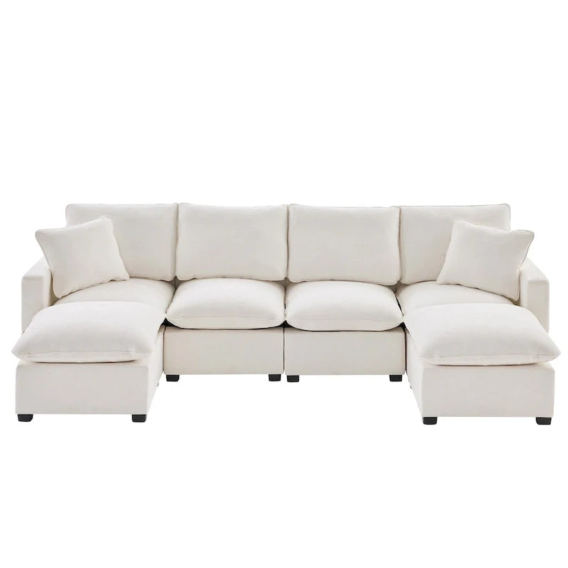 Canapé modulable en U, 6 places, en chenille, avec assise profonde