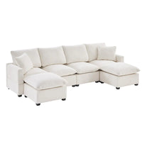Canapé modulable en U, 6 places, en chenille, avec assise profonde