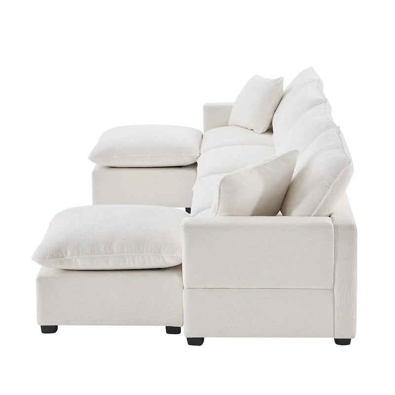 Canapé modulable en U, 6 places, en chenille, avec assise profonde