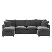 Canapé modulable en U, 6 places, en chenille, avec assise profonde