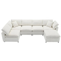 Canapé-Lit Nuage Modulable en Chenille, Canapé-Lit Convertible en Forme de U