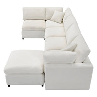 Canapé-Lit Nuage Modulable en Chenille, Canapé-Lit Convertible en Forme de U
