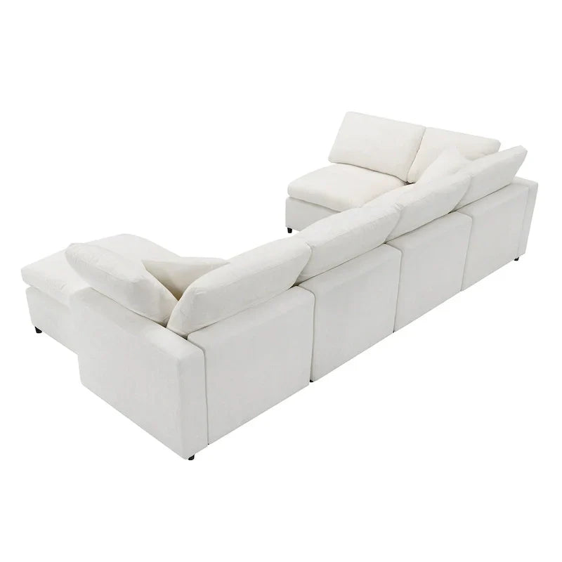 Canapé-Lit Nuage Modulable en Chenille, Canapé-Lit Convertible en Forme de U