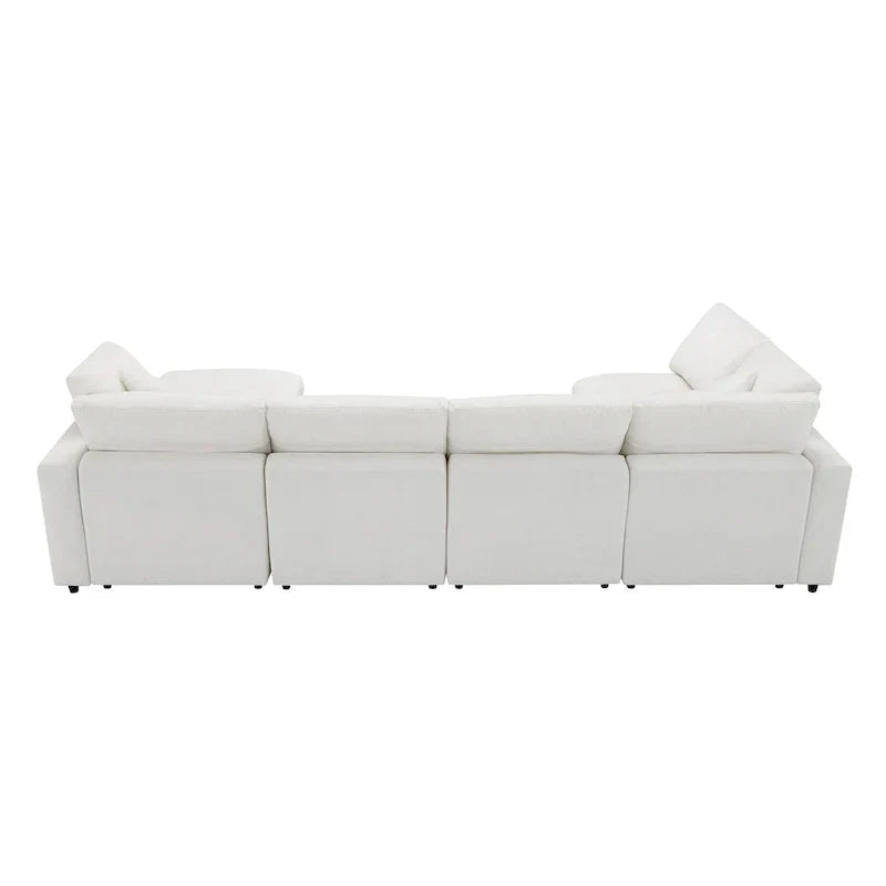 Canapé-Lit Nuage Modulable en Chenille, Canapé-Lit Convertible en Forme de U
