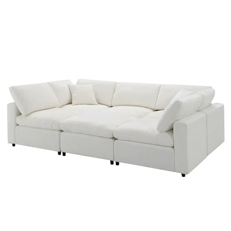 Canapé-Lit Nuage Modulable en Chenille, Canapé-Lit Convertible en Forme de U