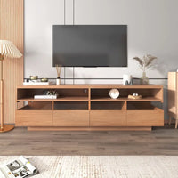 Meuble TV autoportant avec 4 tiroirs, console multimédia avec rangement transparent en acrylique pour téléviseurs jusqu'à 75 pouces
