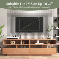 Meuble TV autoportant avec 4 tiroirs, console multimédia avec rangement transparent en acrylique pour téléviseurs jusqu'à 75 pouces