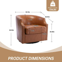 Fauteuil pivotant à 360 degrés en similicuir/lin et rivets GALDWIN pour salon