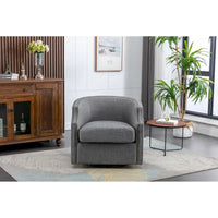 Fauteuil pivotant à 360 degrés en similicuir/lin et rivets GALDWIN pour salon
