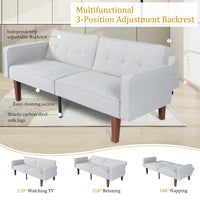 Canapé-lit convertible 2 places de 173 cm avec dossier réglable capitonné, 5 couleurs au choix - 57,00P x 173,00L x 73,00H cm