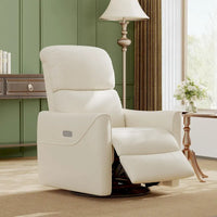 Fauteuil Inclinable Pivotant Électrique à Bascule en Cuir PU avec Support Lombaire et Port USB