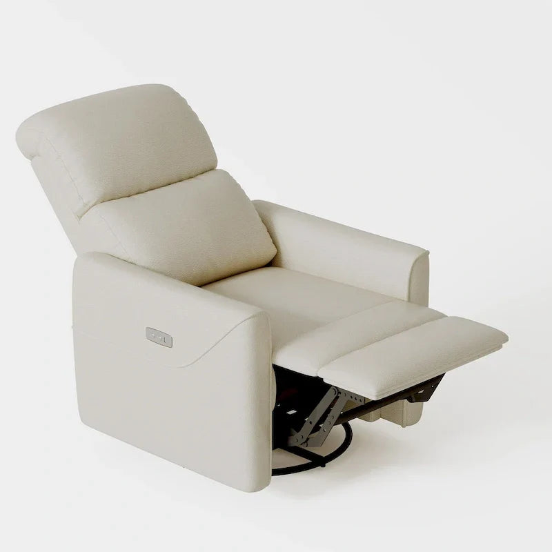 Fauteuil Inclinable Pivotant Électrique à Bascule en Cuir PU avec Support Lombaire et Port USB
