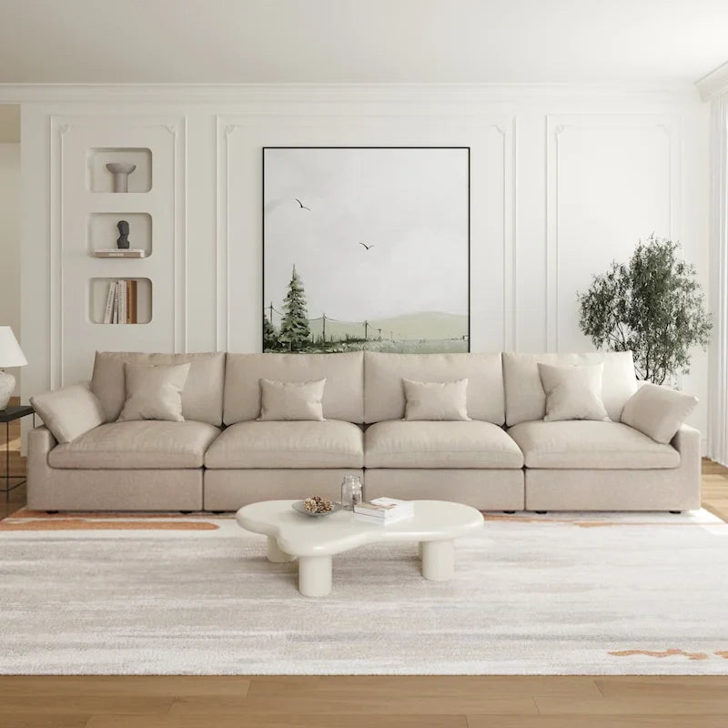 Canapés modulaires sectionnels, Canapés profonds minimalistes et confortables en duvet pour bureau et appartement