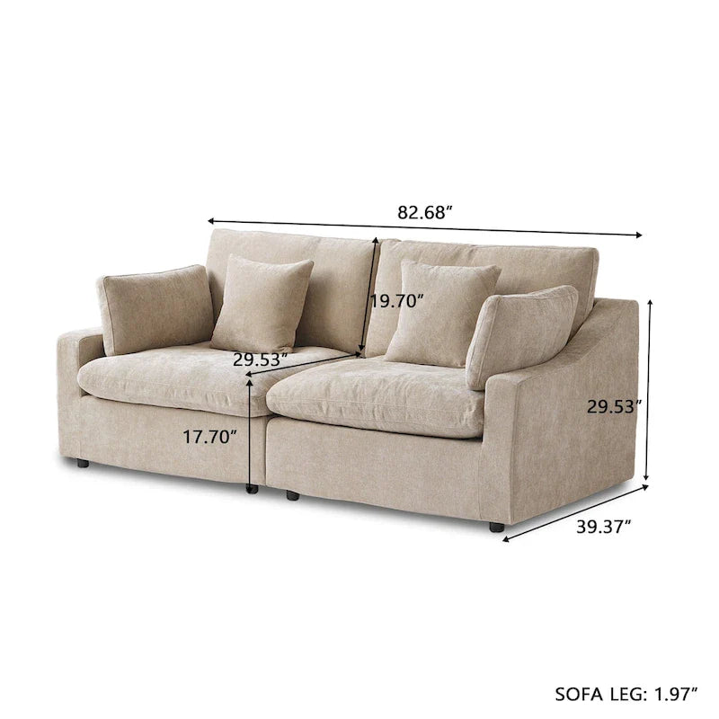 Canapés modulaires sectionnels, Canapés profonds minimalistes et confortables en duvet pour bureau et appartement