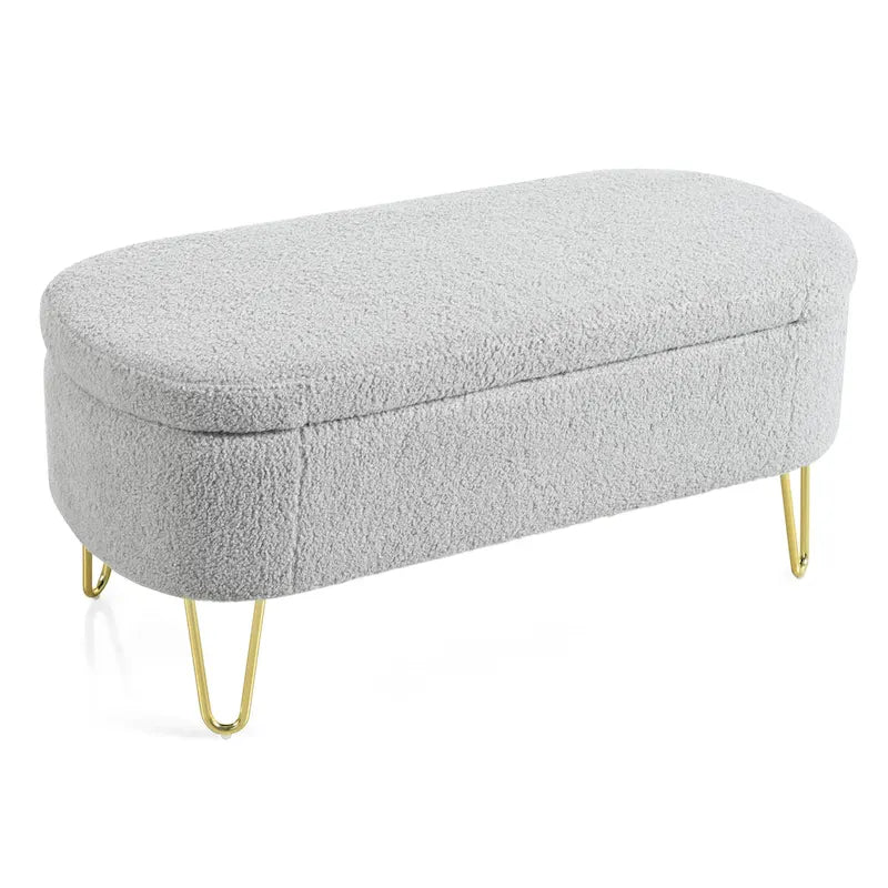 Banc de rangement ovale pour salon, chambre, pied de lit