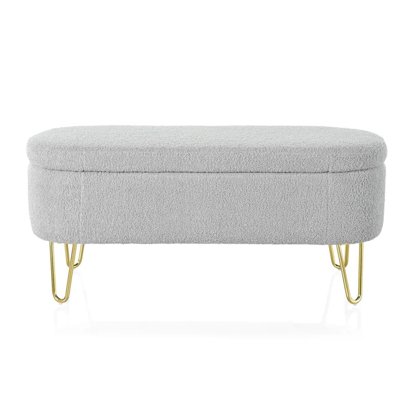 Banc de rangement ovale pour salon, chambre, pied de lit