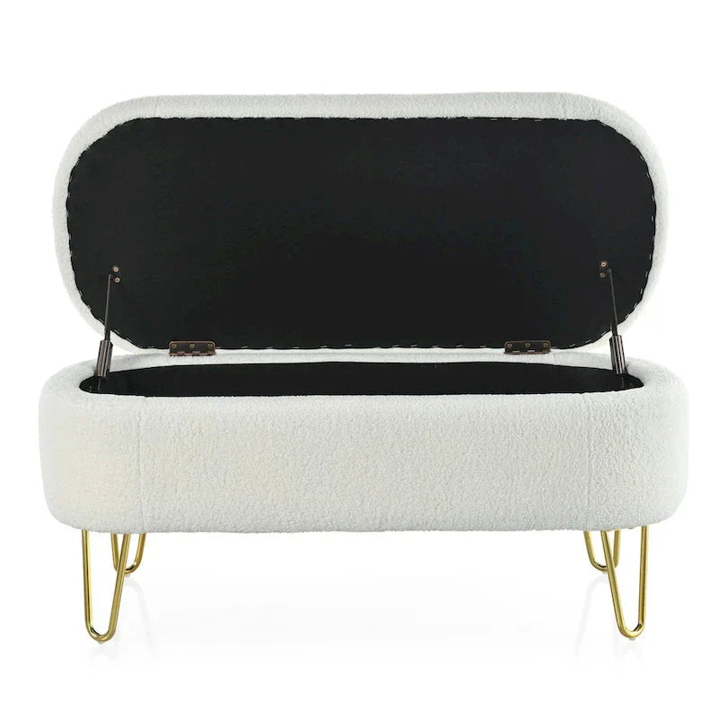 Banc de rangement ovale pour salon, chambre à coucher, pied de lit