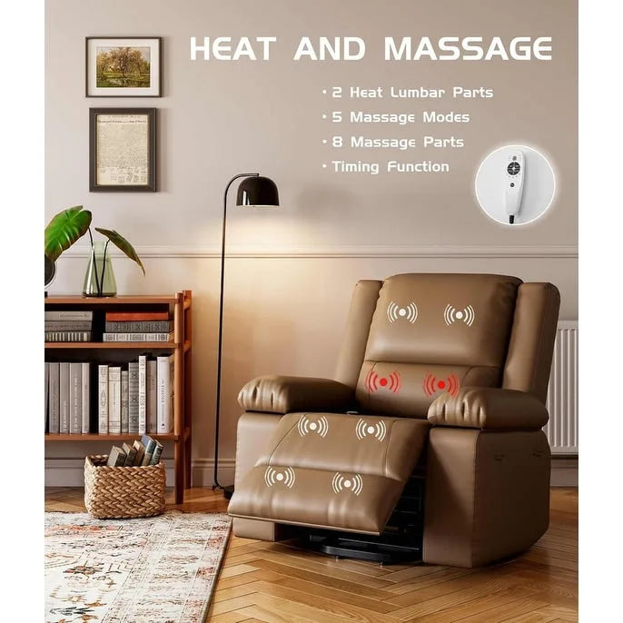 Fauteuil releveur électrique en cuir avec chaleur & massage