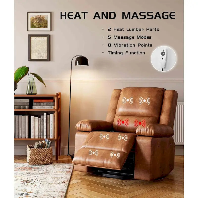 Fauteuil releveur électrique en cuir avec chaleur & massage