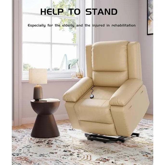 Fauteuil releveur électrique en cuir avec chaleur & massage