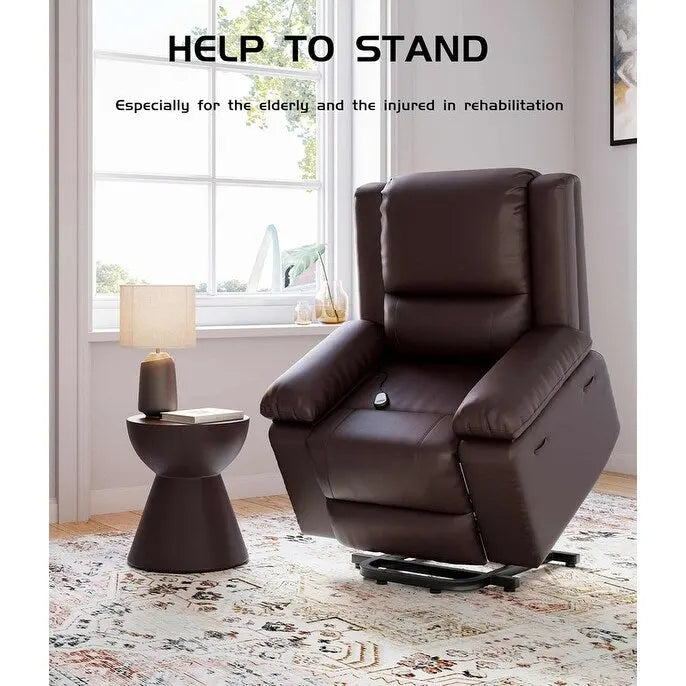 Fauteuil releveur électrique en cuir avec chaleur & massage
