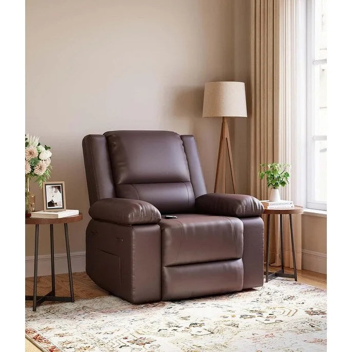 Fauteuil releveur électrique en cuir avec chaleur & massage
