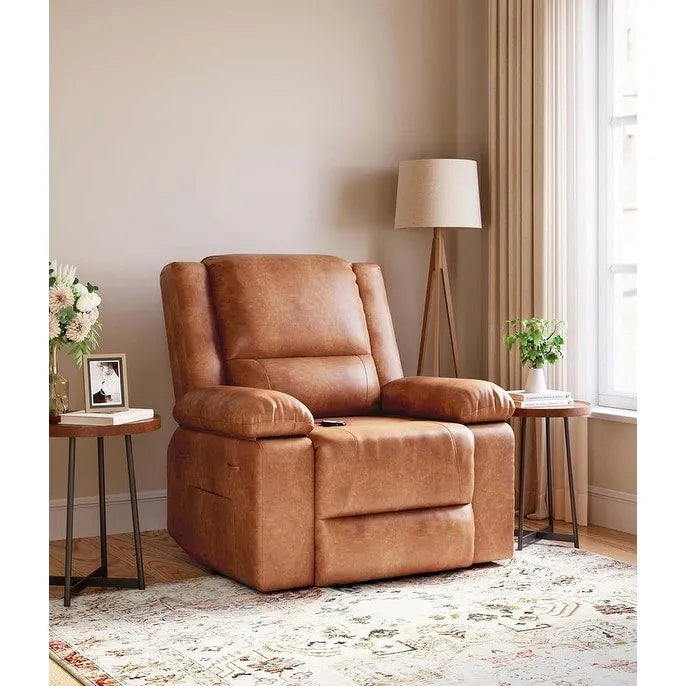 Fauteuil releveur électrique en cuir avec chaleur & massage