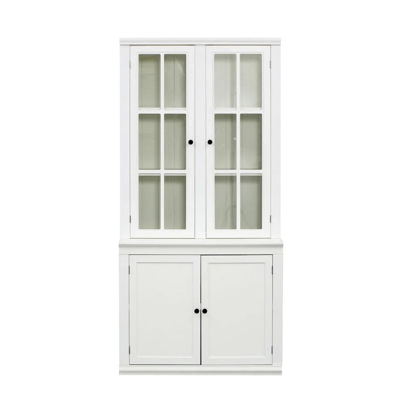 Vitrine haute de 75,25 po avec portes vitrées doubles, bahut de style traditionnel