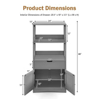 Meuble de rangement de salle de bain Gymax avec tiroir, étagère et armoire de sol - Voir détails