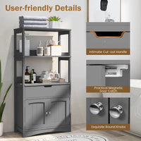 Meuble de rangement de salle de bain Gymax avec tiroir, étagère et armoire de sol - Voir détails