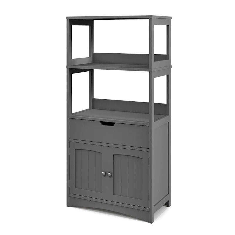 Armoire de rangement de salle de bain Gymax avec tiroir, étagère et placard, meuble sur pied - Voir détails