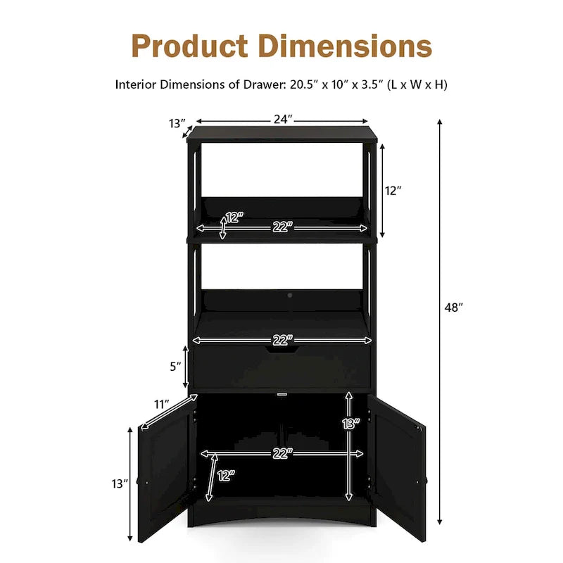 Meuble de rangement de salle de bain Gymax avec tiroir, étagère et armoire de sol - Voir détails