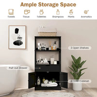 Meuble de rangement de salle de bain Gymax avec tiroir, étagère et armoire de sol - Voir détails