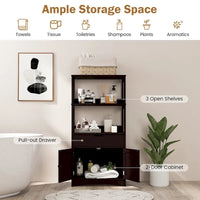 Meuble de rangement de salle de bain Gymax avec tiroir, étagère et armoire de sol - Voir détails