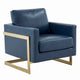 Fauteuil en cuir Lincoln avec cadre doré, canapé simple moderne pour salon et chambre - 34
