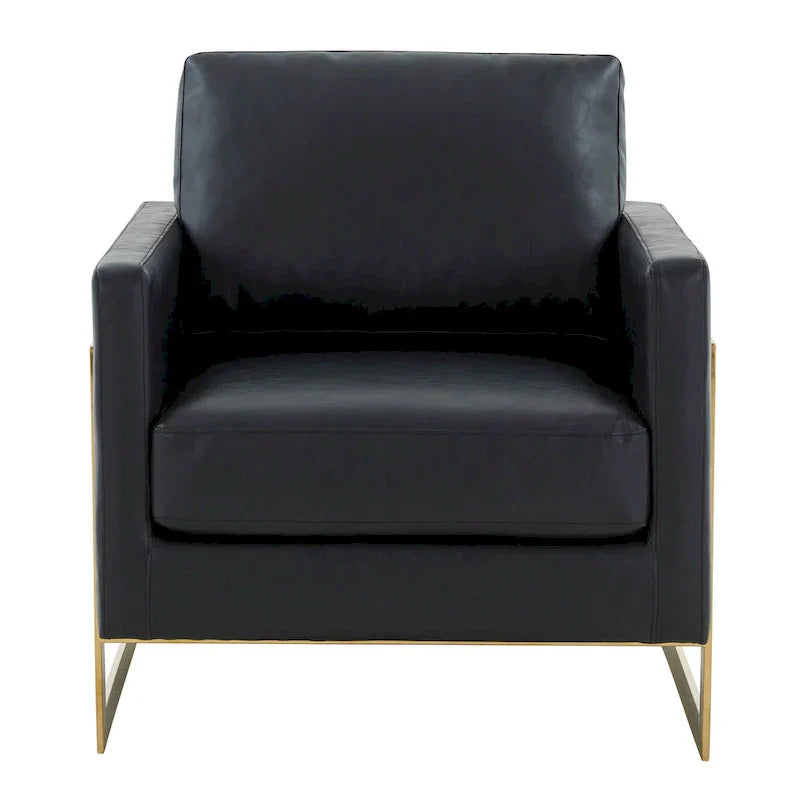Fauteuil en cuir Lincoln avec cadre doré, canapé simple moderne pour salon et chambre - 34