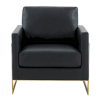 Fauteuil en cuir Lincoln avec cadre doré, canapé simple moderne pour salon et chambre - 34