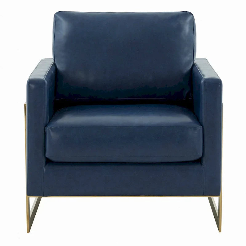 Fauteuil en cuir Lincoln avec cadre doré, canapé simple moderne pour salon et chambre - 34