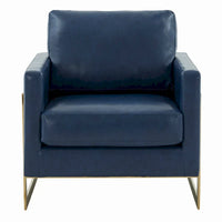 Fauteuil en cuir Lincoln avec cadre doré, canapé simple moderne pour salon et chambre - 34