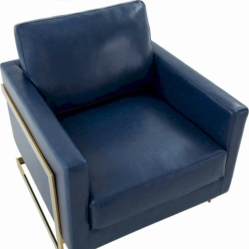 Fauteuil en cuir Lincoln avec cadre doré, canapé simple moderne pour salon et chambre - 34