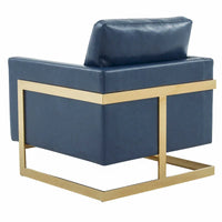 Fauteuil en cuir Lincoln avec cadre doré, canapé simple moderne pour salon et chambre - 34