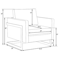 Fauteuil en cuir Lincoln avec cadre doré, canapé simple moderne pour salon et chambre - 34