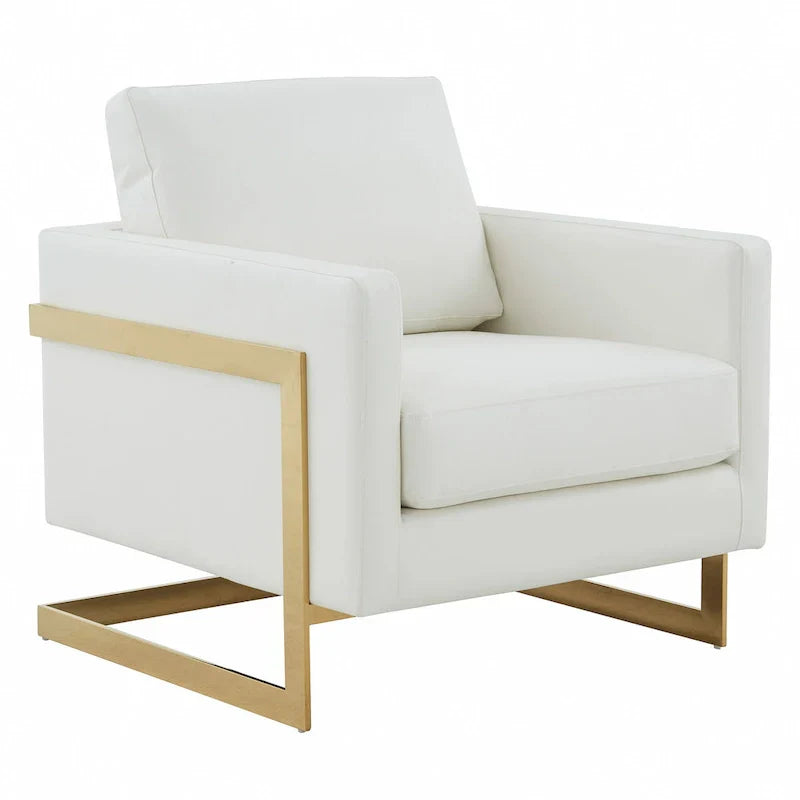 Fauteuil en cuir Lincoln avec cadre doré, canapé simple moderne pour salon et chambre - 34