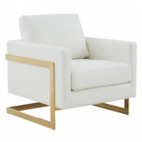 Fauteuil en cuir Lincoln avec cadre doré, canapé simple moderne pour salon et chambre - 34