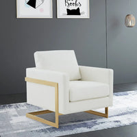 Fauteuil en cuir Lincoln avec cadre doré, canapé simple moderne pour salon et chambre - 34
