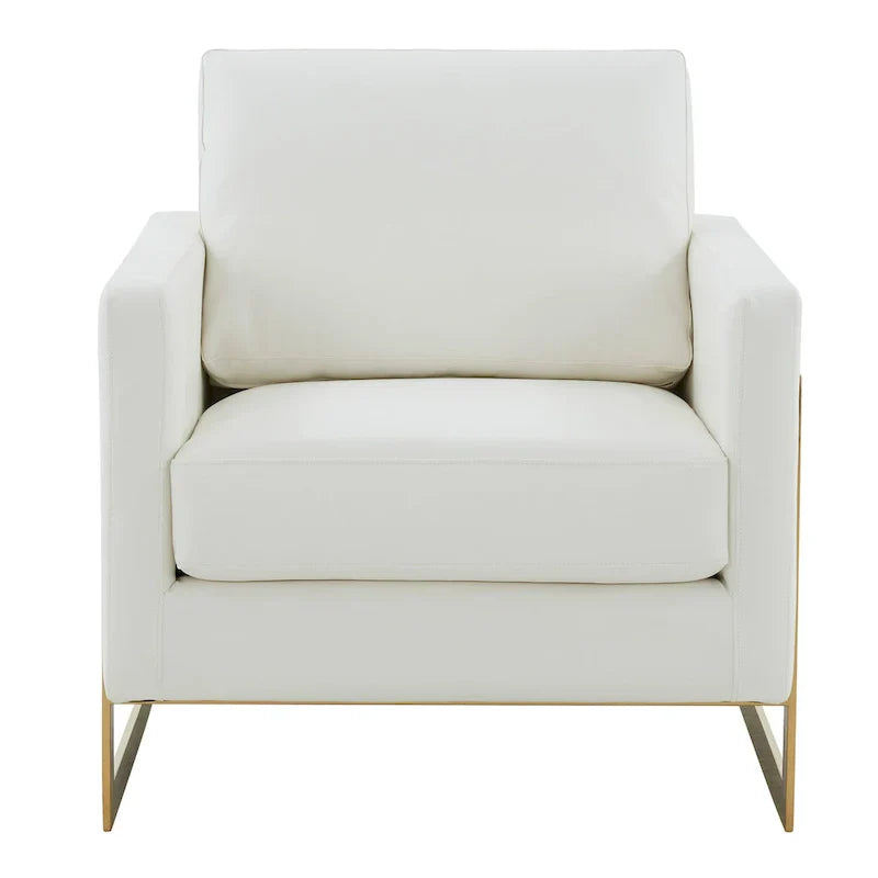 Fauteuil en cuir Lincoln avec cadre doré, canapé simple moderne pour salon et chambre - 34