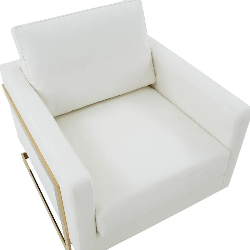 Fauteuil en cuir Lincoln avec cadre doré, canapé simple moderne pour salon et chambre - 34